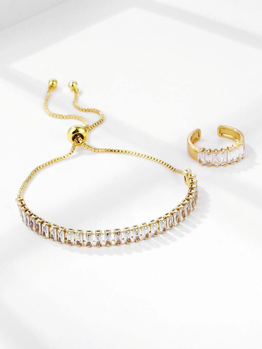 Conjunto pulsera y anillo Baño de oro 18k